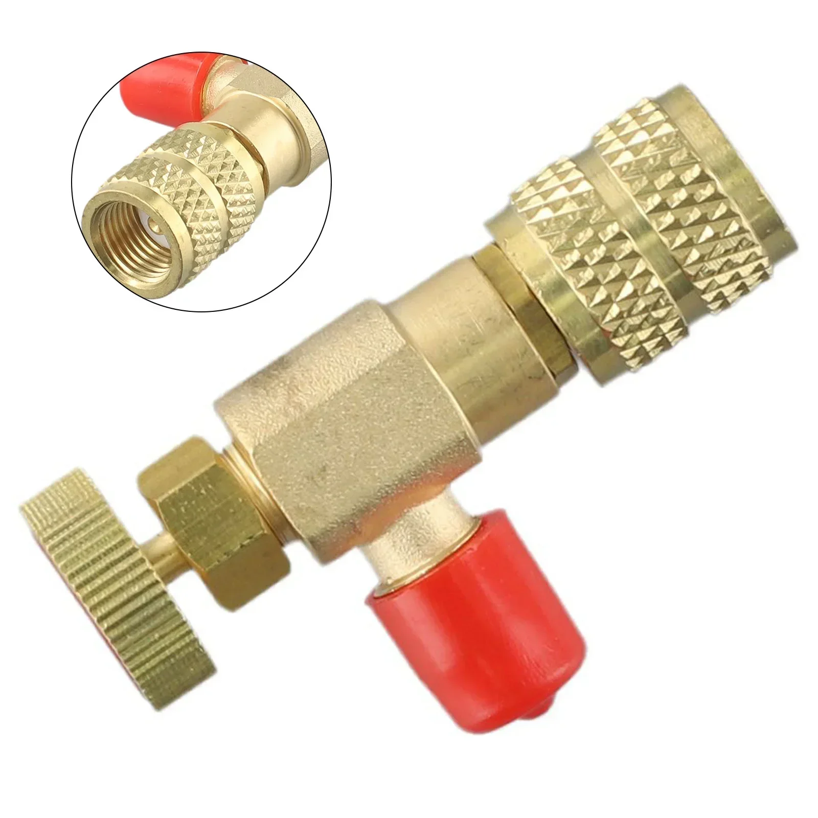 

1pc 1/4-5/16 '' Flow Control Valve Air Conditioning Cooling Agent Safety Valve Top Needle Adjustment Control Valve