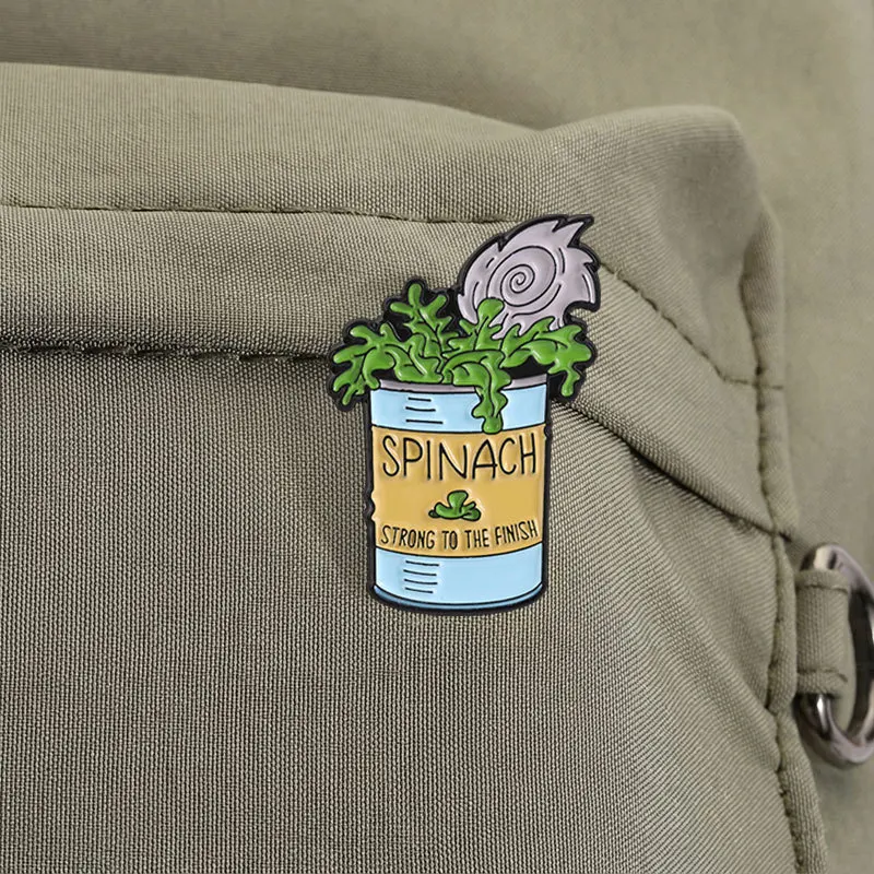English Brooches SPINACH Spinach Can Metal Badges Small Gifts Wholesale Cap Pins for Backpacks Backpack Accessories Brooch Lapel