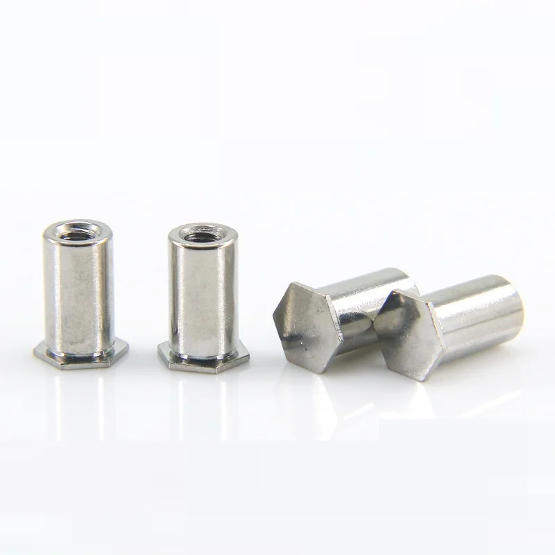 M4 M5 M6 304 Stainless Steel Bsos Hexagon Blind Hole Pressure Riveting Column Ressure Riveting Stud Screw Nut