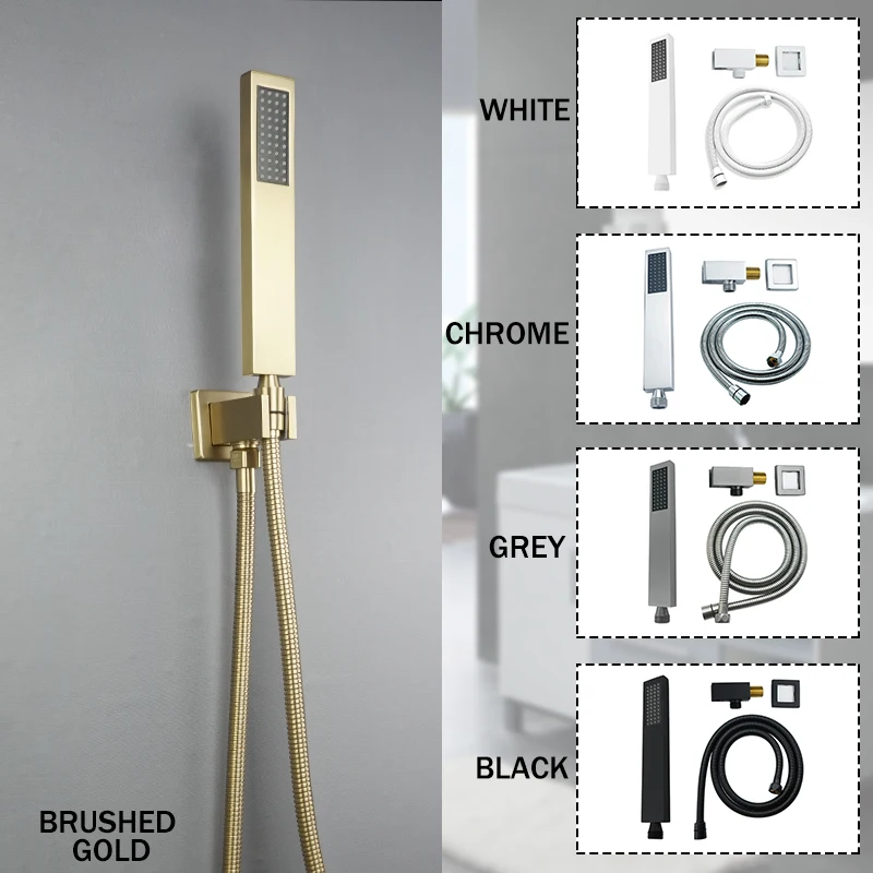 

White Grey Hand Shower Wall Mount Brass Shower Holder Hand Shower Sprayer 150CM Hose Brushed Gold Chrome Black Handheld Sprayer