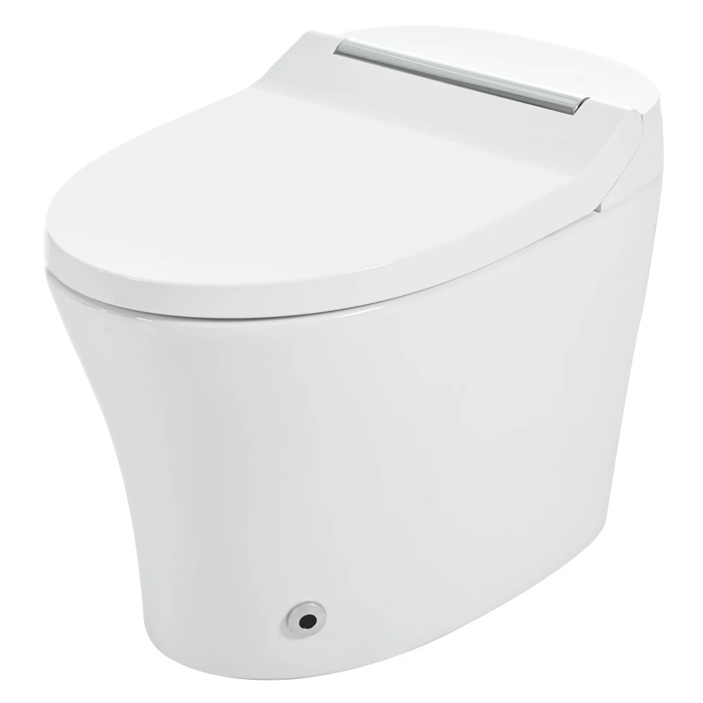 Smart toilet with Built-in Heated Seat, One Piece Elongated Modern Toilet with Adjustable Temp Heated Seat, Auto Flush,  Dual Flush Toilet 1/1.28 GPF, Foot sensor Flush, White Night Light,Knob Control