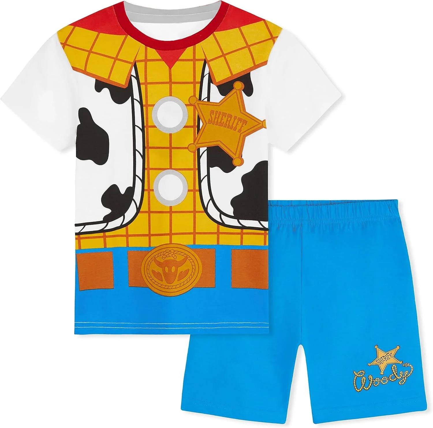 Disfraz de Disney Toy Story Woody, pijama con estampado integral, conjunto de camiseta y pantalones cortos para niños y adultos, verano, secado rápido, suave, cómodo y ligero