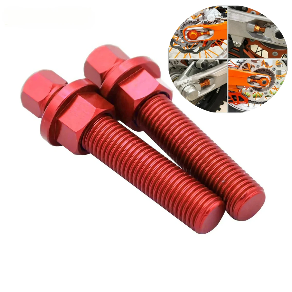 

For KTM SX SXF XC XCF XCW EXC EXCF 125 150 200 250 300 350 400 450 500 2007-2023 M10 CNC Rear Axle Blocks Chain Adjuster Bolt