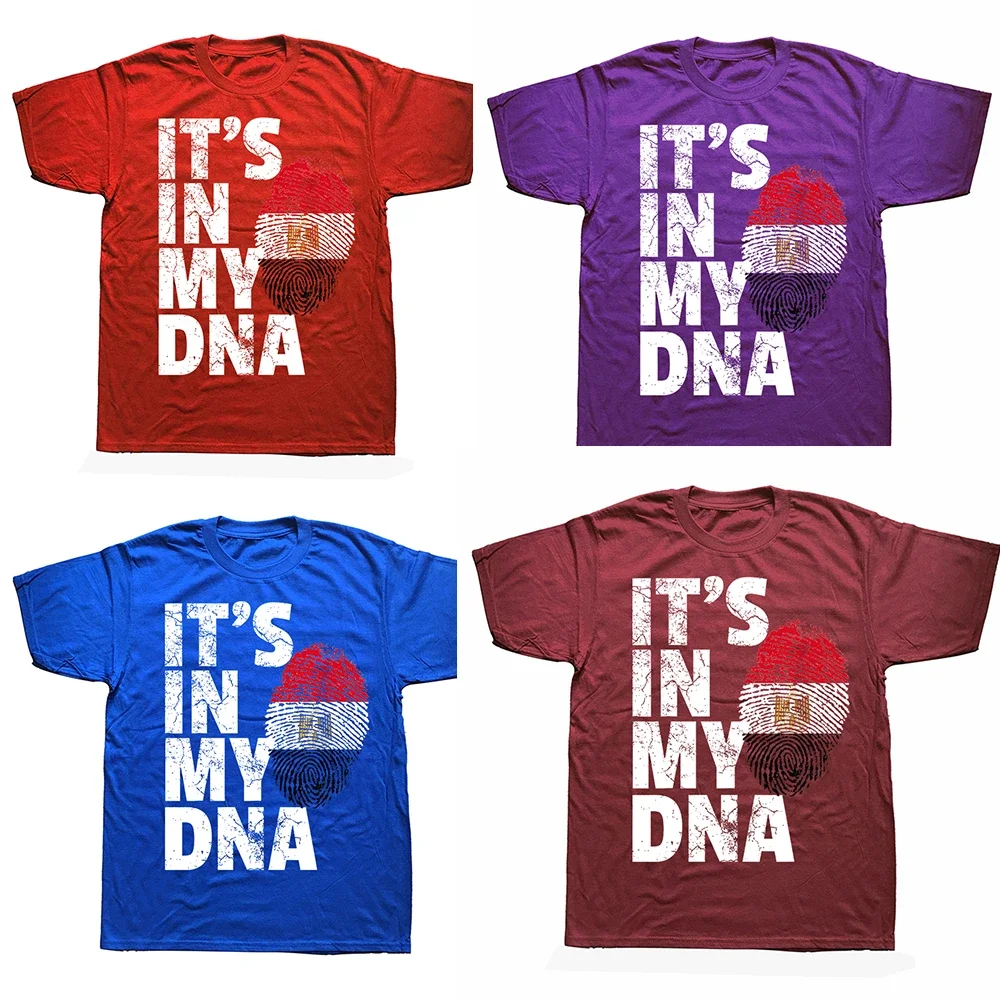 IT'S IN MY DNA Egypt Egyptian Flag T Shirts Summer Graphic Cotton Streetwear Short Sleeve Birthday Gifts T-shirt Mens Clothing image 2