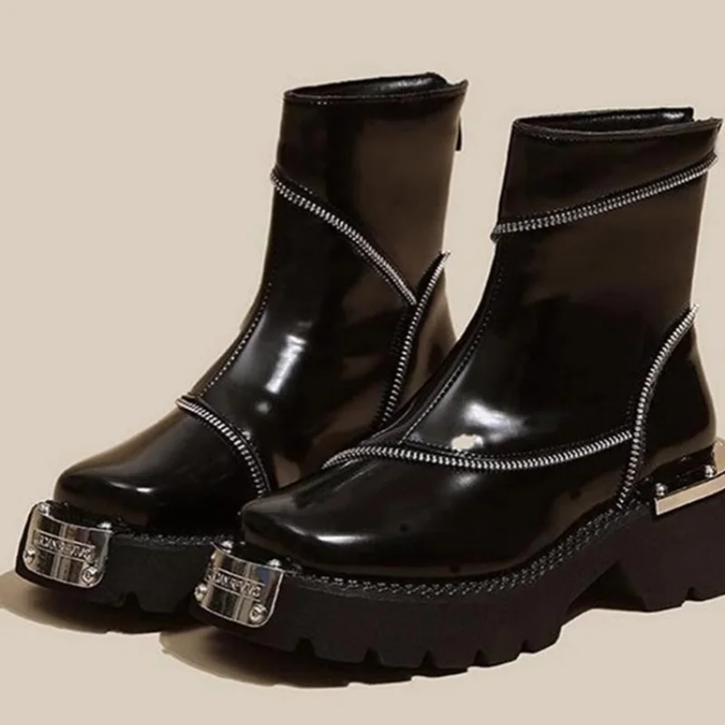 

Winter New Round Toe Square Heel Temperament Short Boots Thick Sole Increased Height Plus Velvet Warm Comfortable Fashion Boots