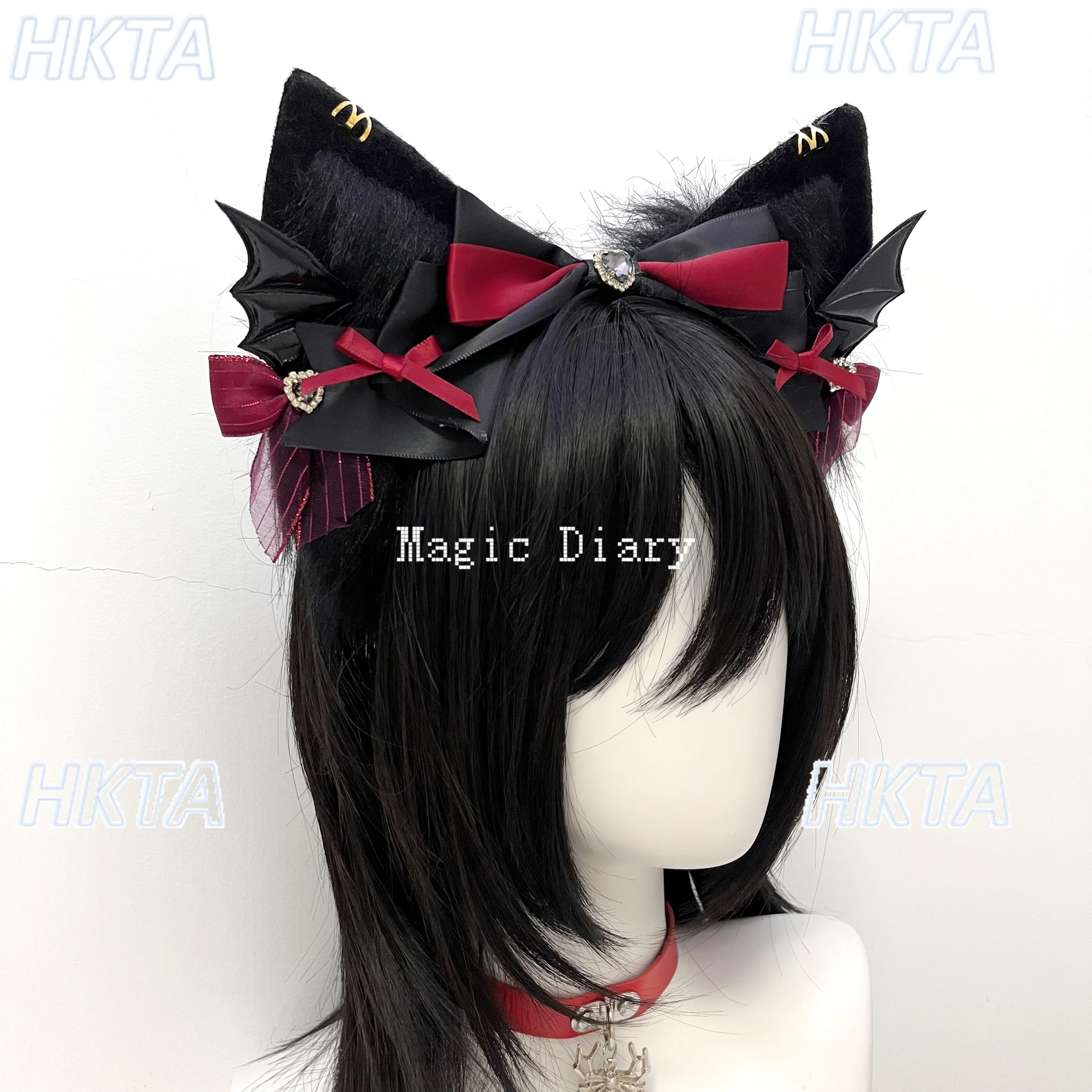 

Magic Dark Spirit Night Demon Improve Beast Ear Handmade Realistic Headband Subculture Dark Cat Ear Bow Hair Accessory Halloween