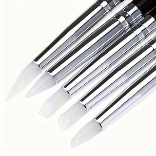 Silicone Rubber Tip Paint Brushes Set of 5, Polymer Clay Sculpting Tools, Durable Art Supplies for Watercolor, Oil Painting, Cra