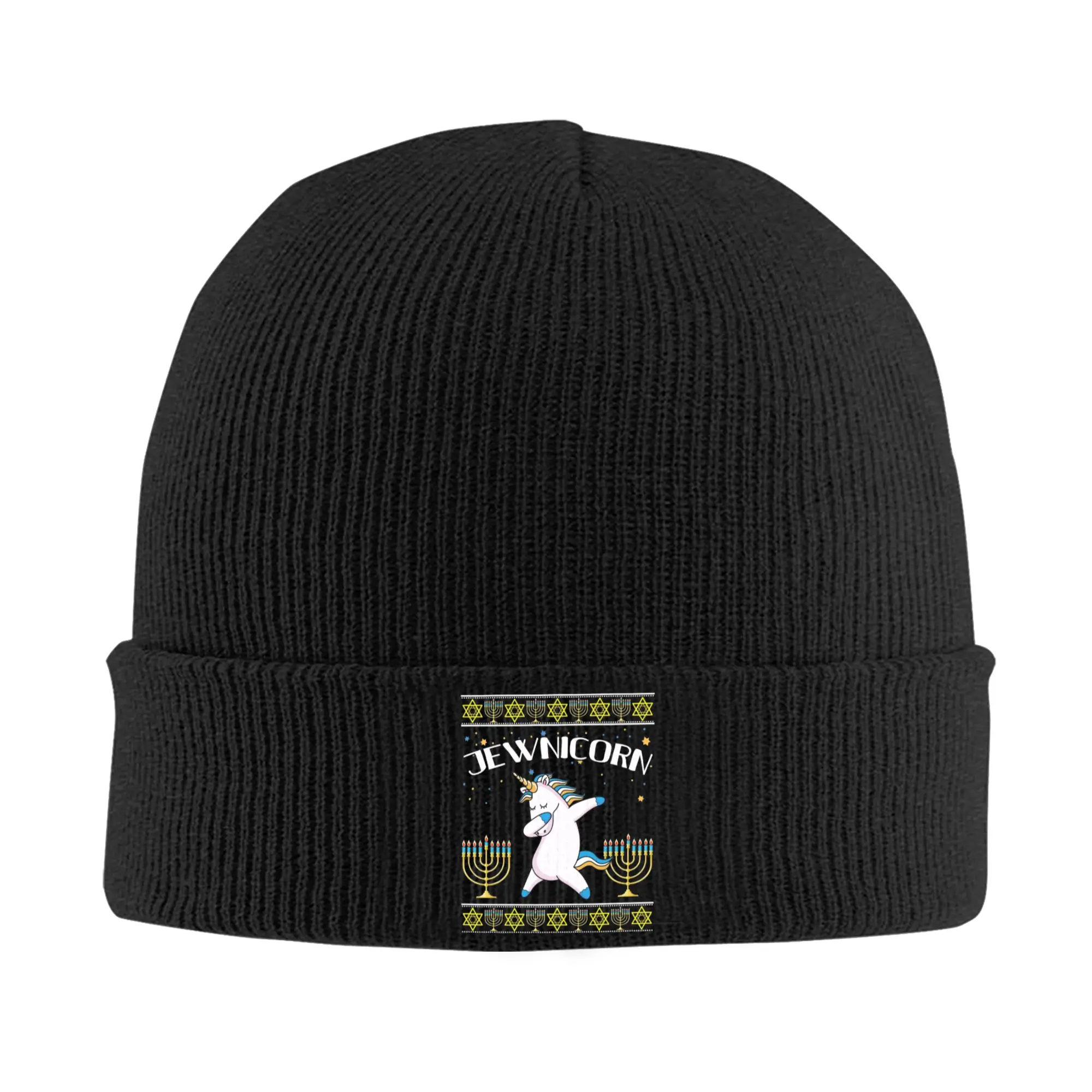 Jewnicorn Jewish Unicorn Hanukkah Christmas Knit Hat Beanies Winter Hats Warm Acrylic  Hip Hop  Caps Men Women Gift,