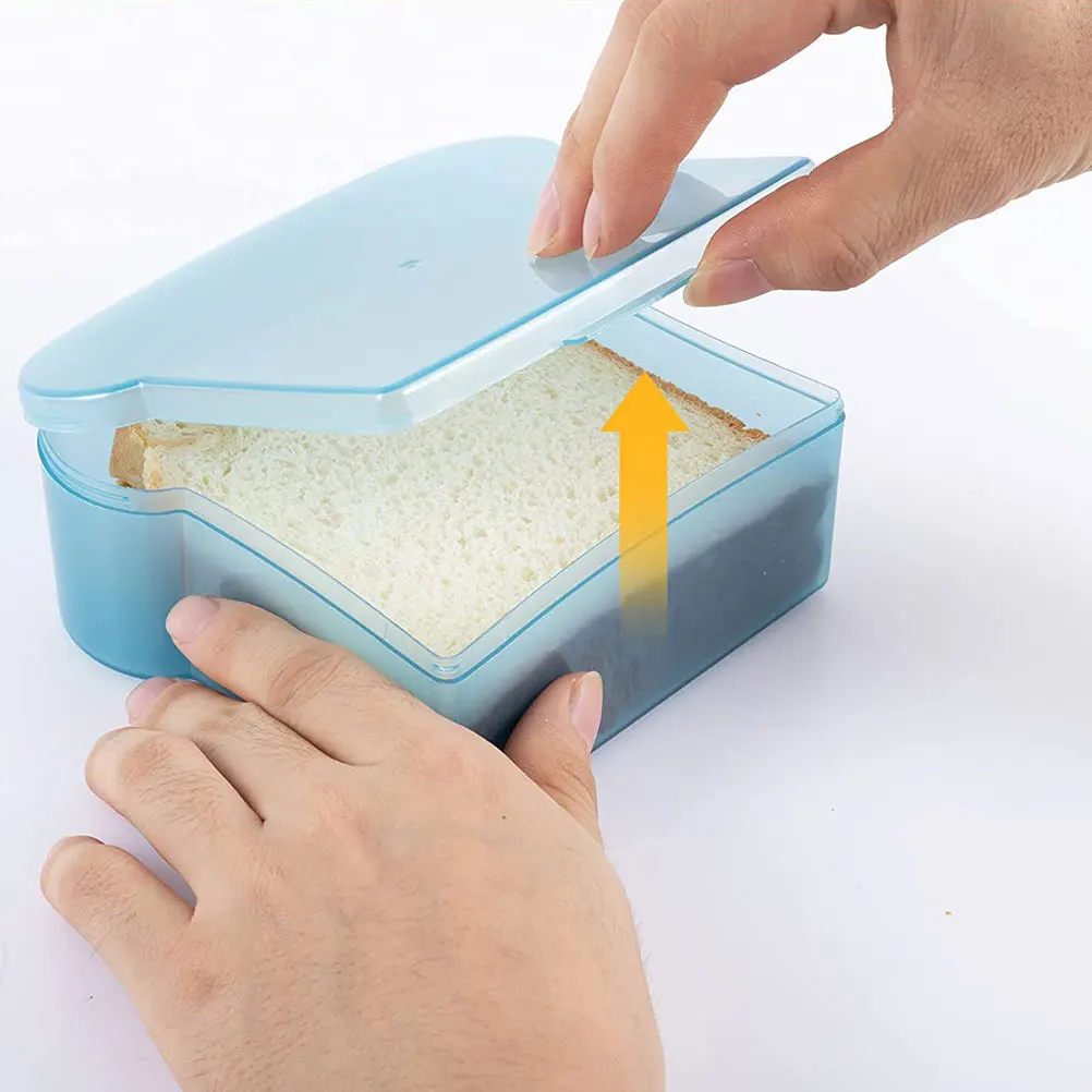 

4pcs Plastic Bread Storage Box Clamshell Design Food Container For Snacks Fruit Toast Bento Outdoor Picnic Camping Travel Use