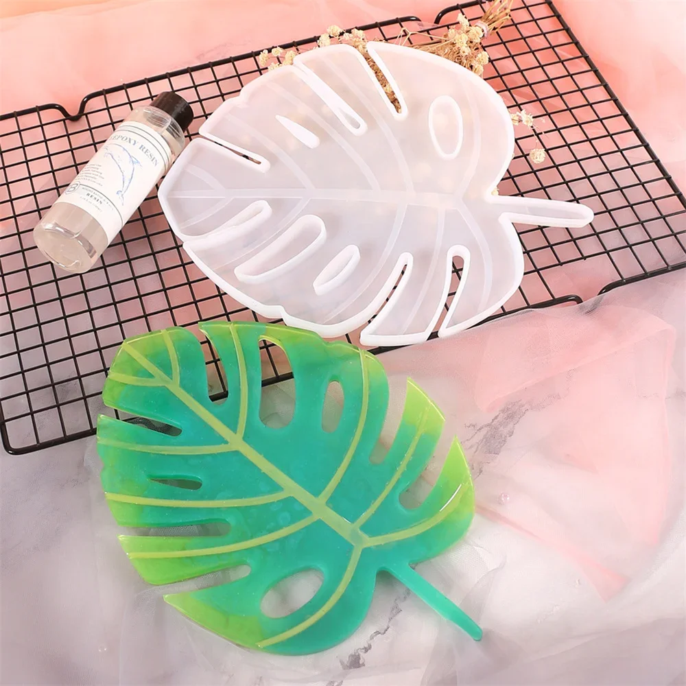 Silicone Molds Monstera Leaf for DIY Cement Plaster Coaster Tray Making Supplies Home Decor Display Plate Resin Cup Mat Mould