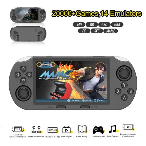 Mini reproductor de juegos portátil SF3000, pantalla IPS de 4,5 pulgadas, consola de videojuegos Retro, más de 20000 juegos integrados para PS1/GBA/SFC