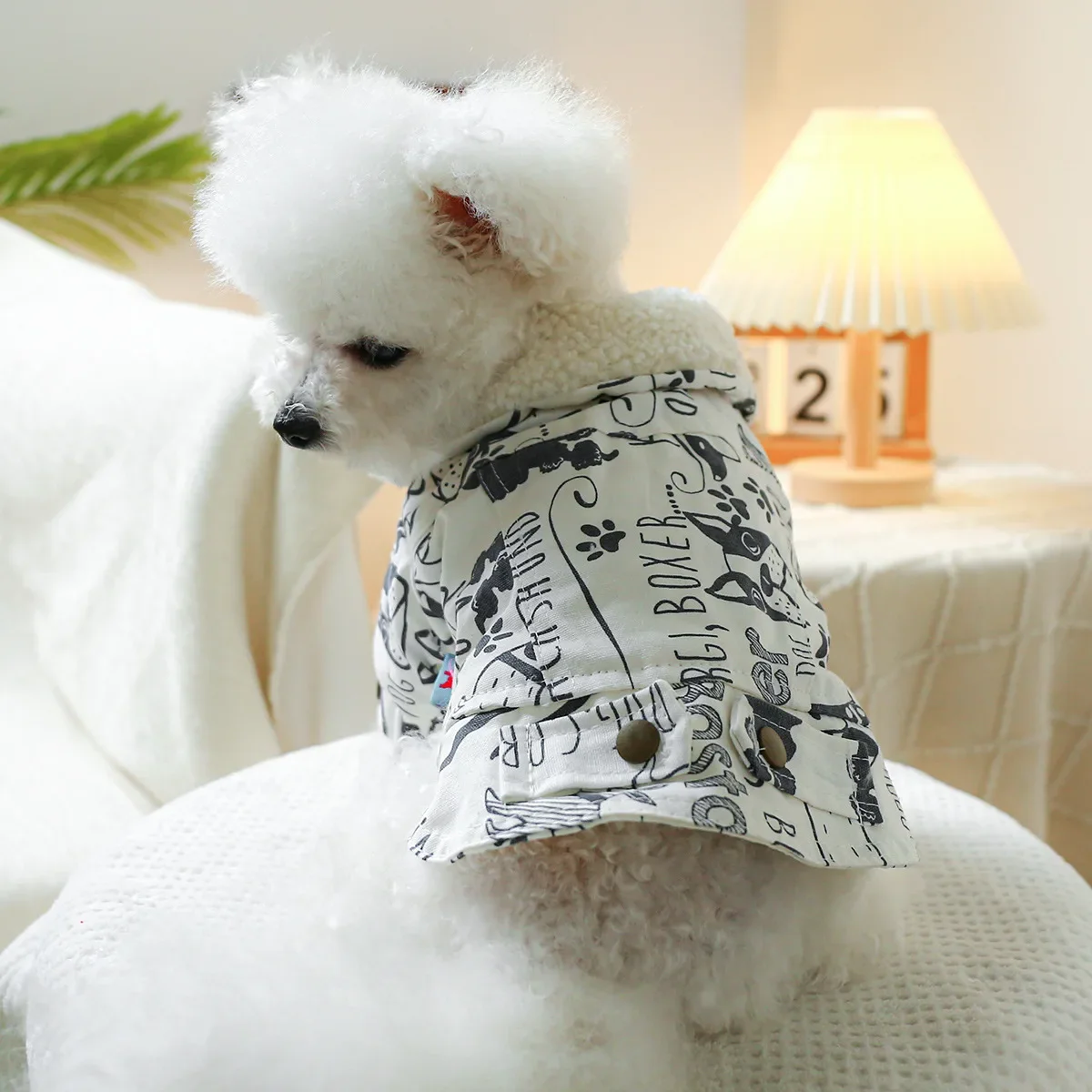 Winter Puppy Dog Warm Coats Fashion Vintage Graffiti Cotton Coat Jackets For Small Medium Dogs Chihuahua Poodle Pet Dog Clothes