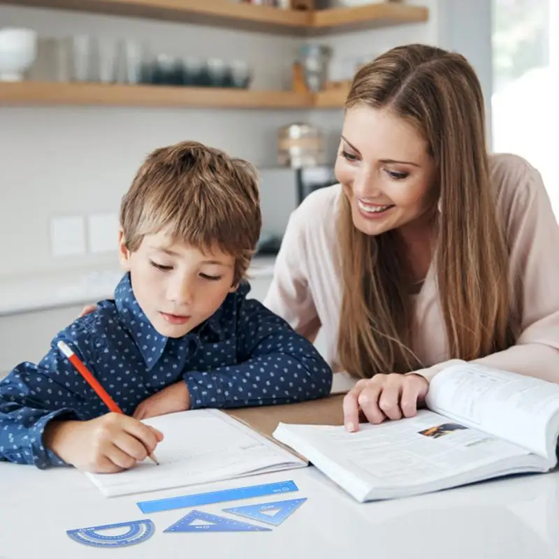 سبائك الألومنيوم قياس حاكم مجموعة ، أدوات الرسم الهندسي ، قابلة لإعادة الاستخدام الرياضيات أداة ، 4 قطعة