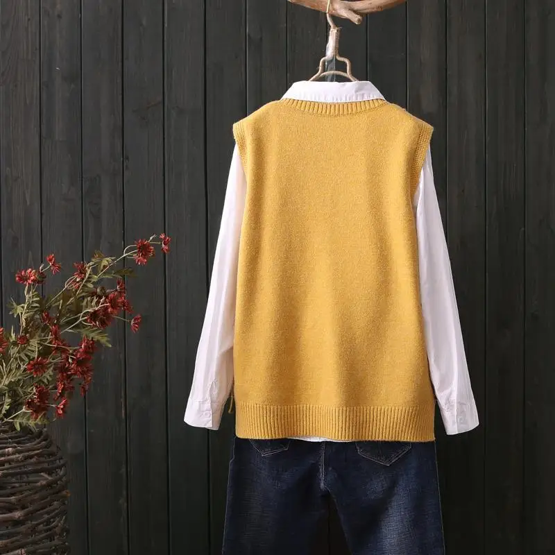 Knit Sweater Vest Vintage Clothes Vests Women Round Neck Sweaters Oversize Sleeveless Vests Autumn Winter Jackets 2023