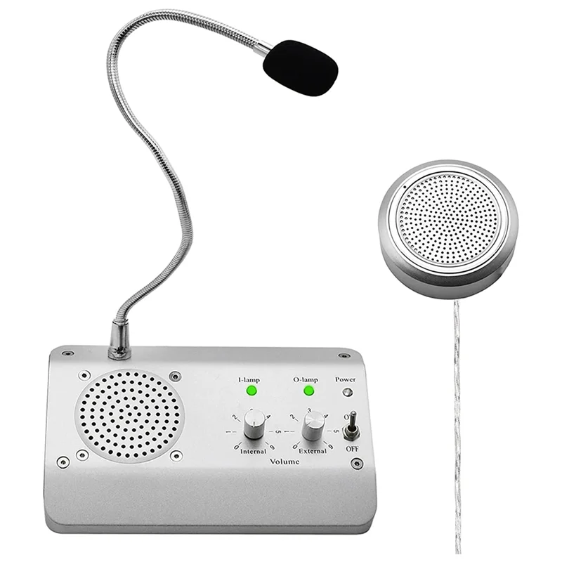 Window Speaker System, Dual Way Window Microphone Intercom Speaker, Intercom System for Business, Office, School EU Plug