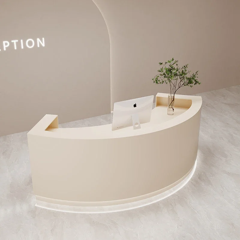 

B Decor Luxury Front Desk Reception Counter Checkout U Shape Reception Desks White Beauty Salon Mostrador De Tienda Furniture