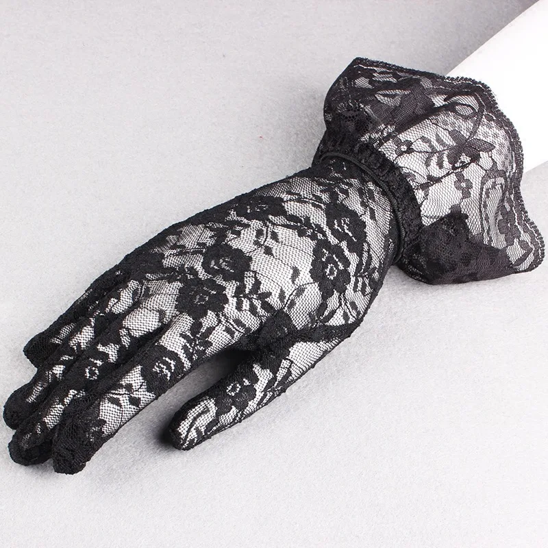 Gloves Women Lace Short Thin Sexy Black Elastic Elegant Driving Outdoor Sun Block Breathable Spring Autumn Summer Fashion Soft