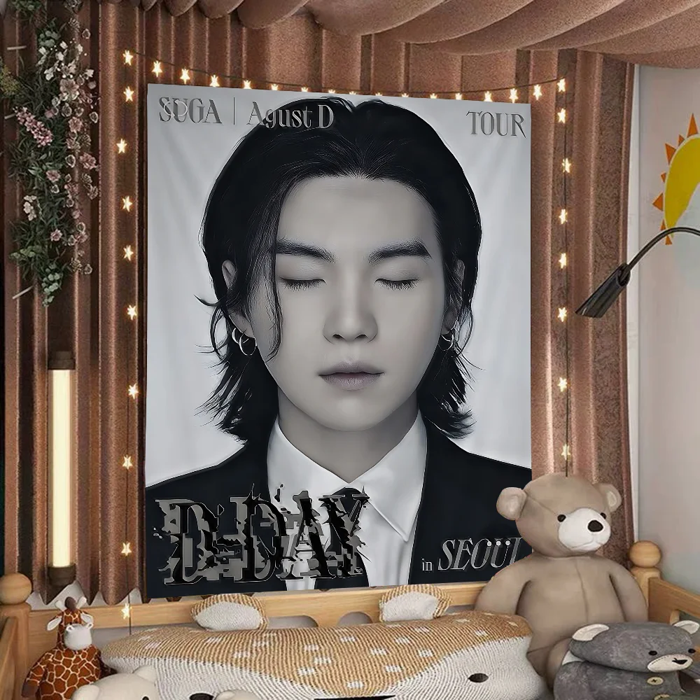 S-Suga Kpop A-Agust D مطبوعة كبيرة قماش مزخرف جداري رخيصة الهبي الجدار الشنق البوهيمي جدار المفروشات ماندالا INS ديكور المنزل #4