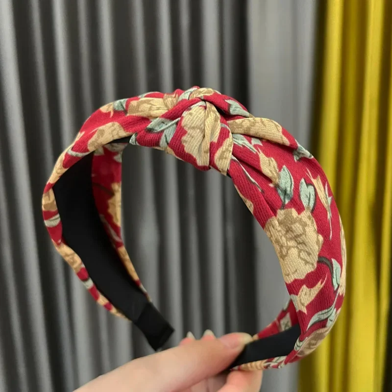 Retro Style Knotted Headband National Ethnic Pattern Design Fashion Hair Band for Women Daily Casual Elegant Hair Accessories - Image 5