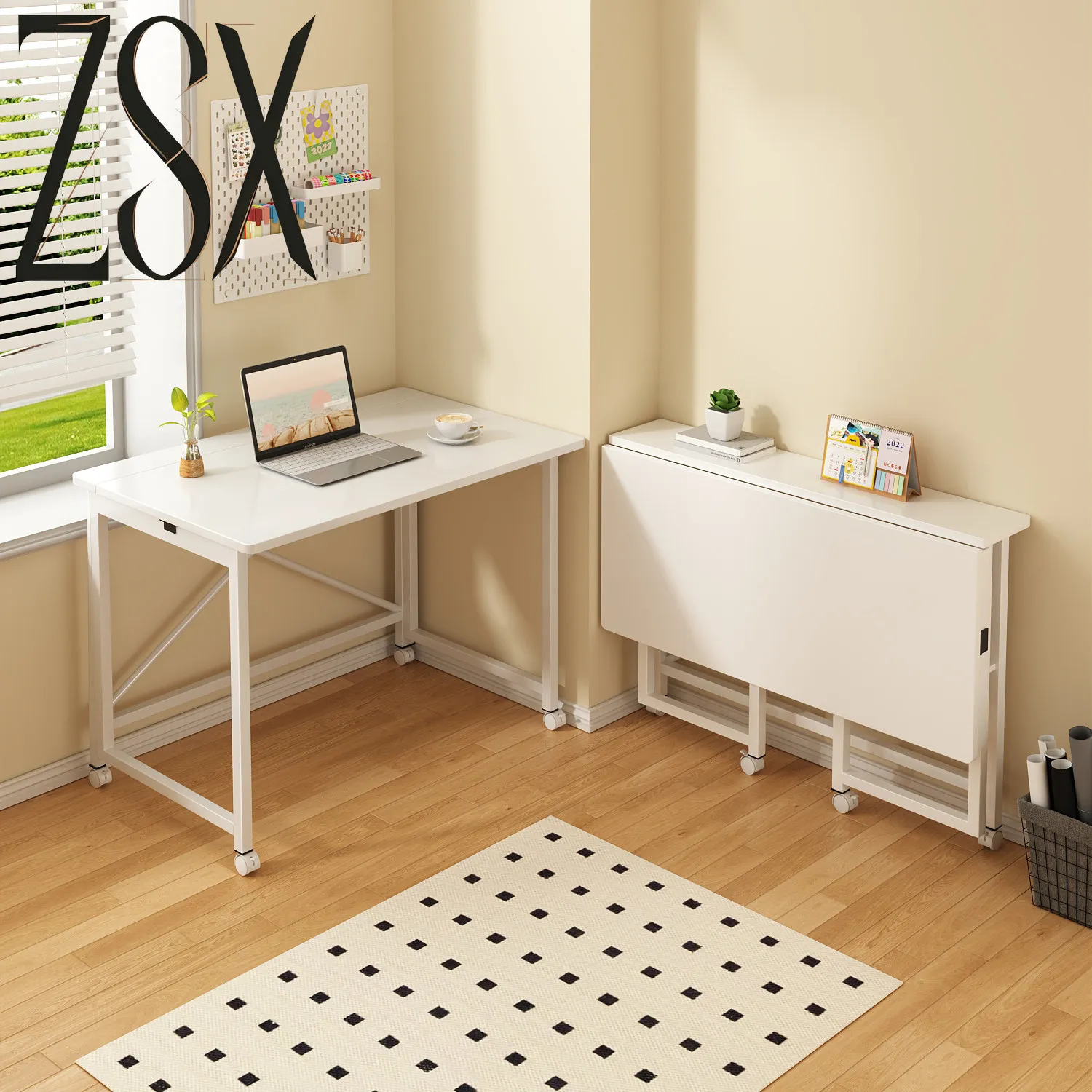 Household foldable mobile small table dining table small apartment simple rental house portable learning desk computer table