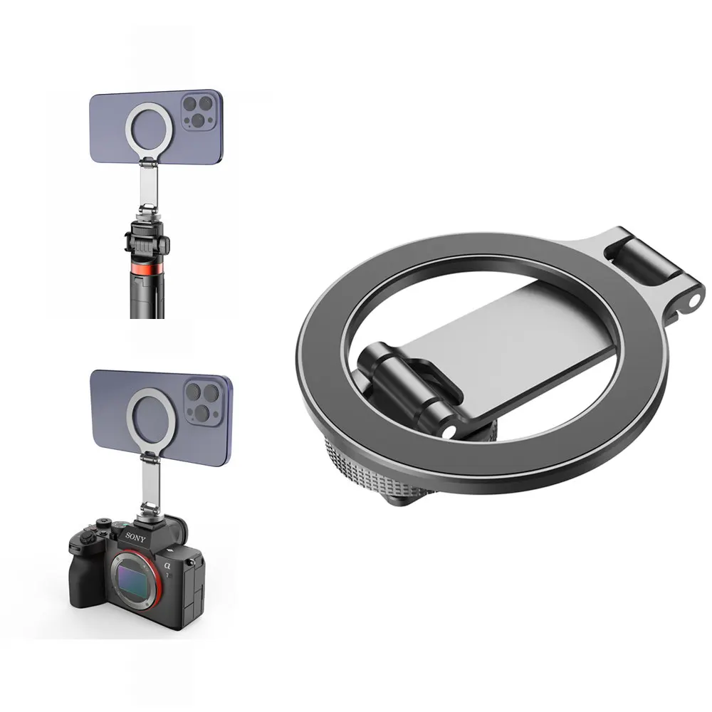 

2025 Magnetic Cold Shoe Phone Holder Adapter with 1/4" Screw Magsafe Phone Tripod Mount for iPhone 16-12 DSLR Camera Monitor