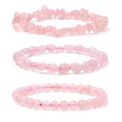 3 stks/set Roze Rozenkwarts Kralen Armbanden Voor Vrouwen Mannen Fluoriet Citrien Tijgeroog Amethisten Elastische Armband Set Sieraden