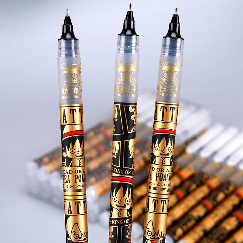 Anime One Piece Back To School Pens Stationary Ballpoint Pens for School Black Ink Student Supplies Gel Pen Stationery Wholesale