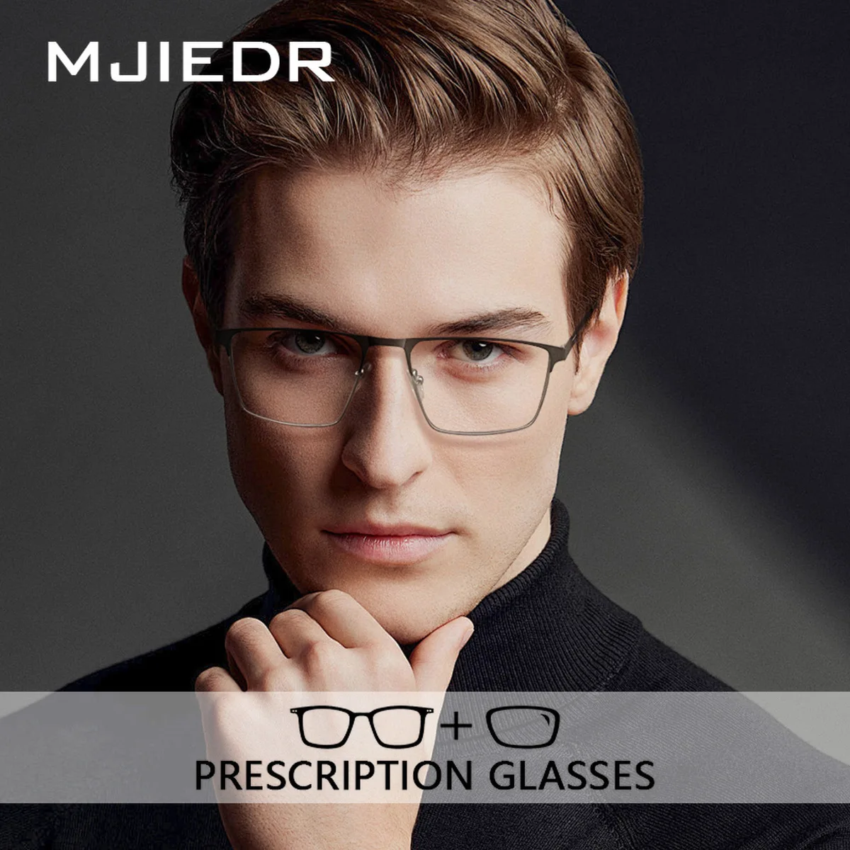 MJIEDR 2025 New Arrivals Square Prescription Glasses Men Business Progressive Eyewear Plastic steel Custom Optical Eyeglasses