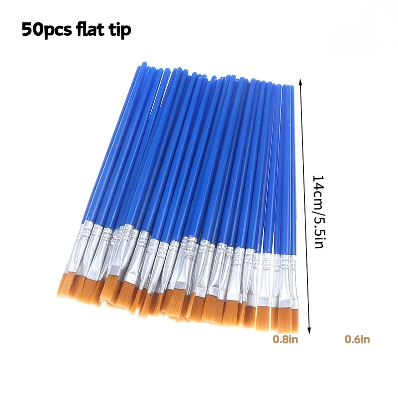 Multi-pack blauwe verfborstels met kunststof handvat, puntige en platte punt voor acryl-aquarelolie, kunstenaarsbenodigdheden voor beginners