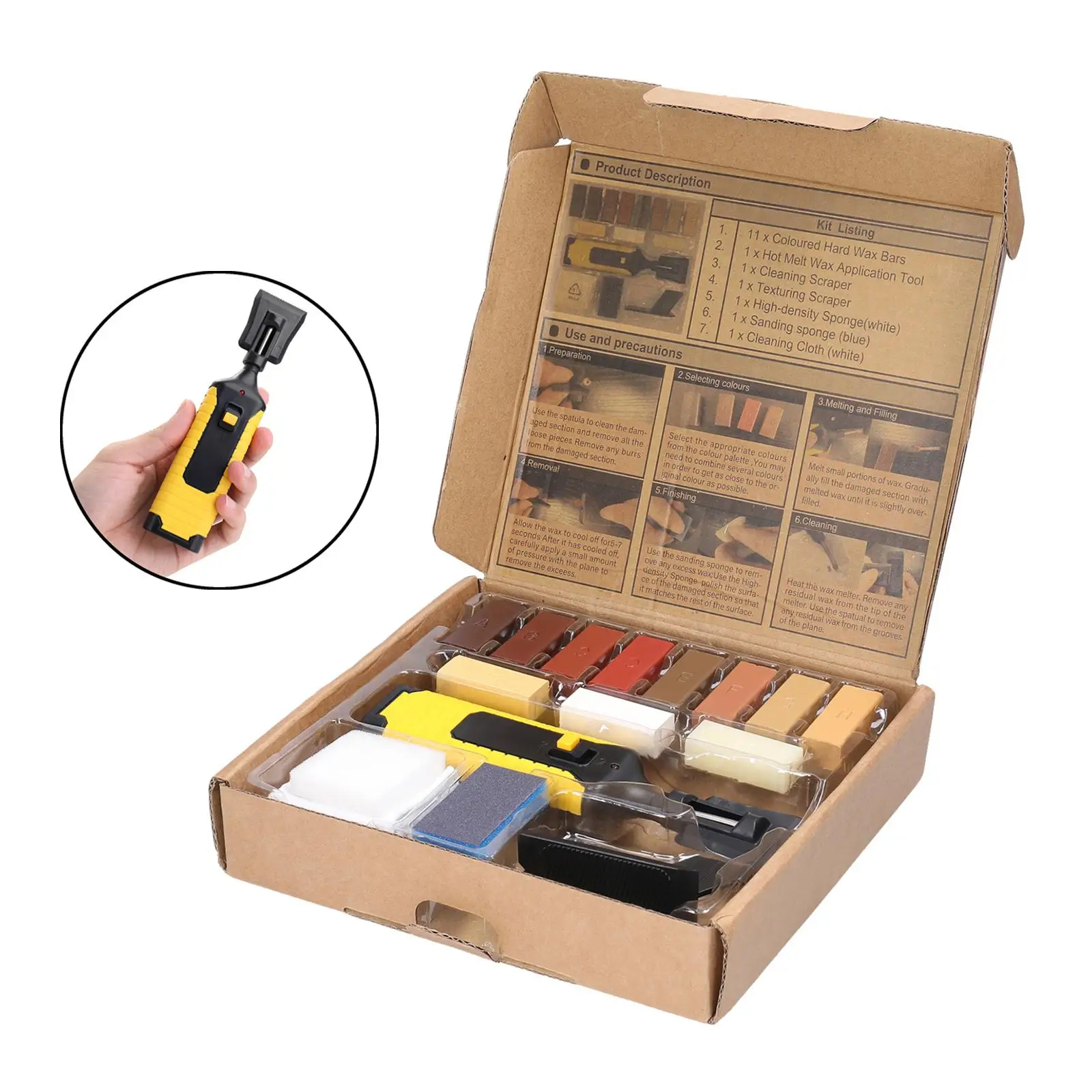 Laminate Floor Scratch Repair Tool Multi Colored Wax Block Set for Furniture Cracks and Wood Surface Fixing
