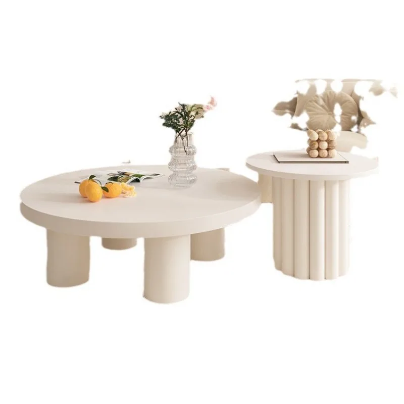 

Cream style creative homestay tea table, simple small apartment living room household French light luxury high-end roun