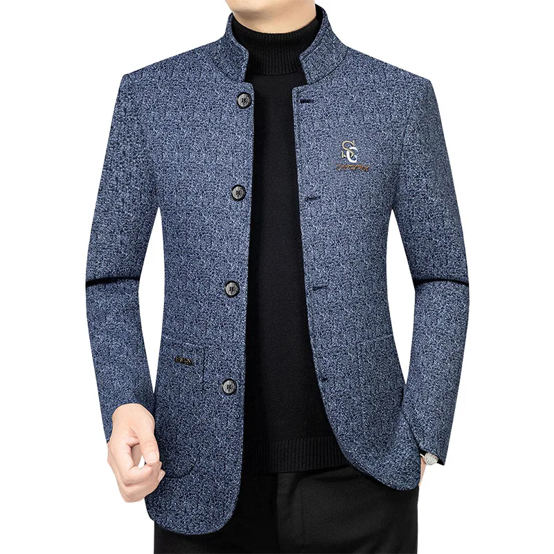 Men Stand-up Collar Business Casual Blazers Jackets New Spring Autumn Man Suits Coats High Quality Men Blazers Coats Jackets 4XL