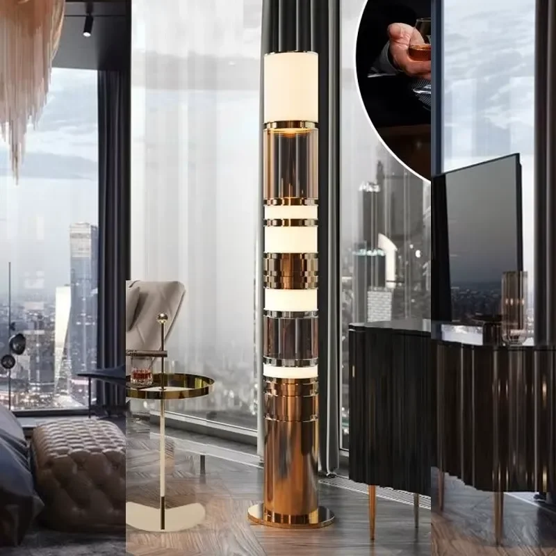 Post-modern Light-Luxury Floor Lamp with LED Marble Finish 3000K Warm White Light for Living Room Hotel Office & Apartment
