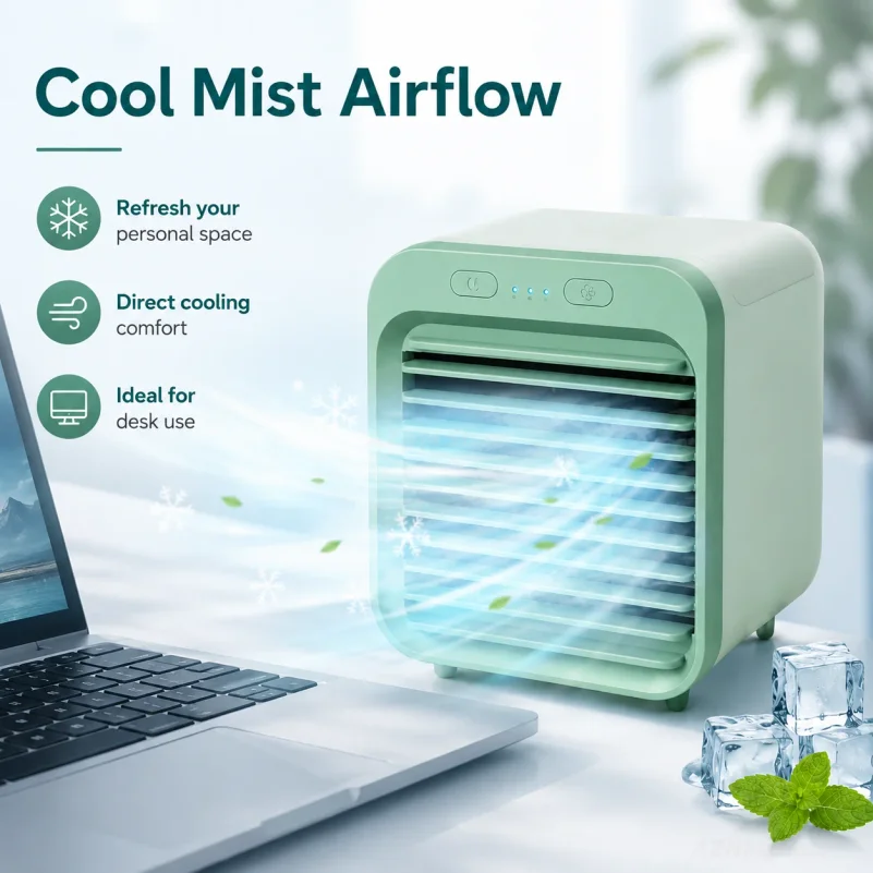 New Portable USB Chargeable Mini 3 Gear Air Conditioner Cooler Fan Air Conditioner Air Cooling Fan Office Desktop Fan Parts