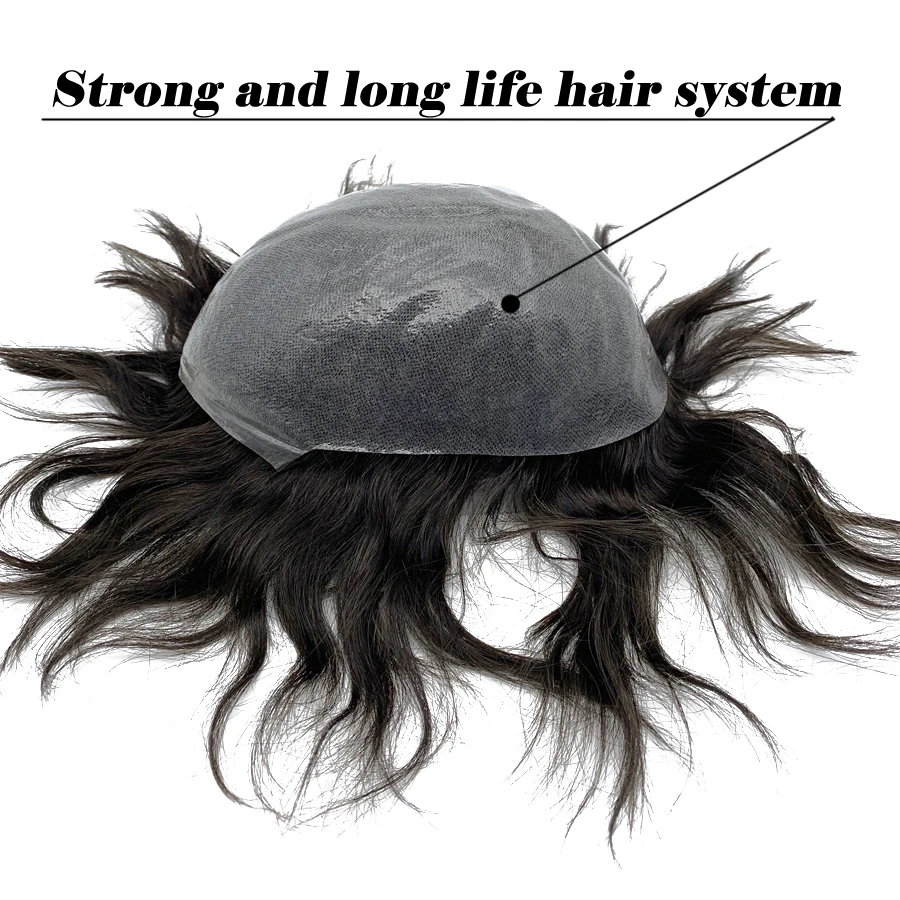 Toupee Men Capillary Prosthesis Wig Man 0.06mm Full Skin Real Human Hair Short Wigs Hair Piece Prosthetic Hair Male System Unit