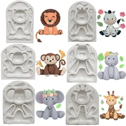 Lion Monkey Elephant Hippo Zebra Giraffe Silicone Cake Mold Fondant Mold Cake Decorating Tools Pastry Kitchen Baking Accessories