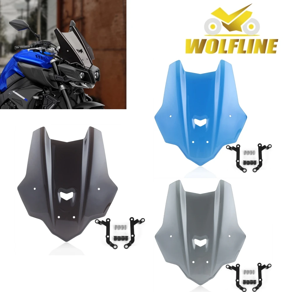 

WOLFLINE for MT10 FZ10 Windshield Windscreen for Yamaha FZ10 MT10 Front Fairing W/ Bracket Front Spoiler Cover 2016-2021