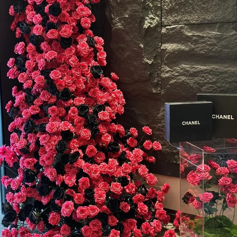 Rose high sense shopping mall layout net red flower wall clock in wedding flowers