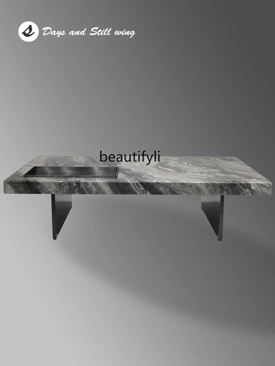 Mesa de centro cuadrada de mármol italiano, mesa de té minimalista y moderna para apartamento pequeño, mesa de té pequeña de piedra de lujo para sala de estar y hogar G12