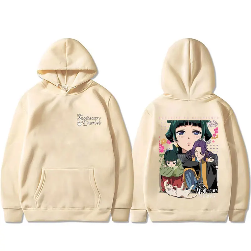 انمي ياباني يوميات الصيدلي هوديي Maomao طباعة البلوز هوديس الرجال النساء الكرتون مانغا عادية المتضخم البلوز