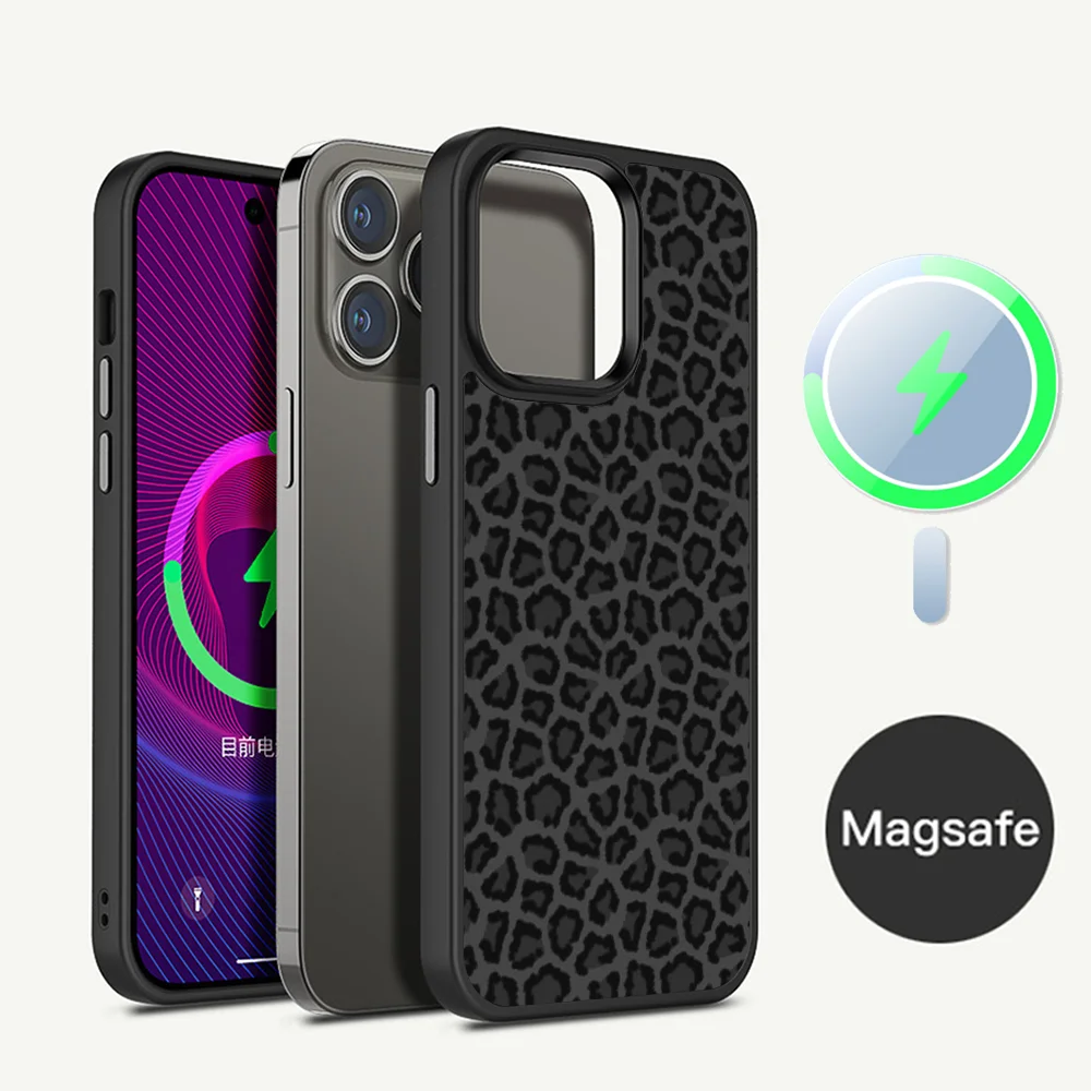 

Leopard print Phone Case Magnetic Case For iPhone 14 13 12 11 15 Pro Max Plus Mini For Magsafe Wireless Charge Cover