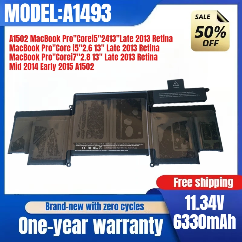 For Apple A1493 A1582 MacBook Pro 13 Inch 2013 2015 A1502 Laptop Battery Replacement Battery Original  Low Price