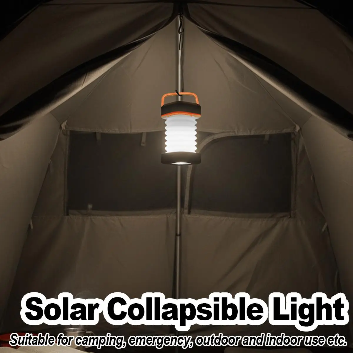 

Solar LED Camping Lantern Foldable Emergency Light Waterproof Rechargeable Outdoor Hiking Fishing Tent Lamp High Power USB Torch
