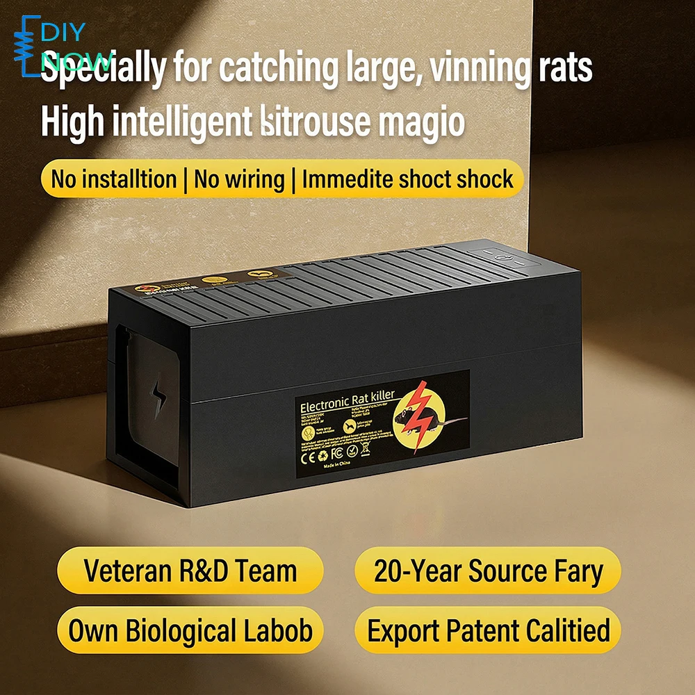 1800V Electric Mouse Trap Automatic High Voltage Rodent Killer No Touch With Dual
