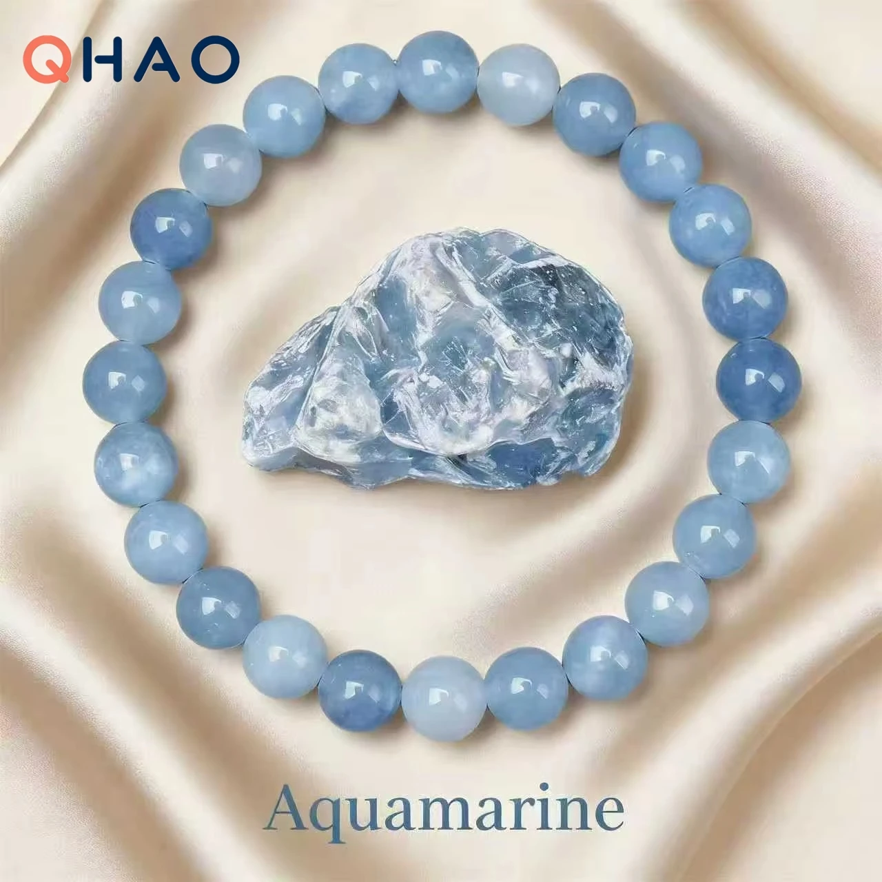 8mm Natural Aquamarine Gemstone Jewelry Infused with Ocean Energy for a Calming and Refreshing Experience couple bracelet