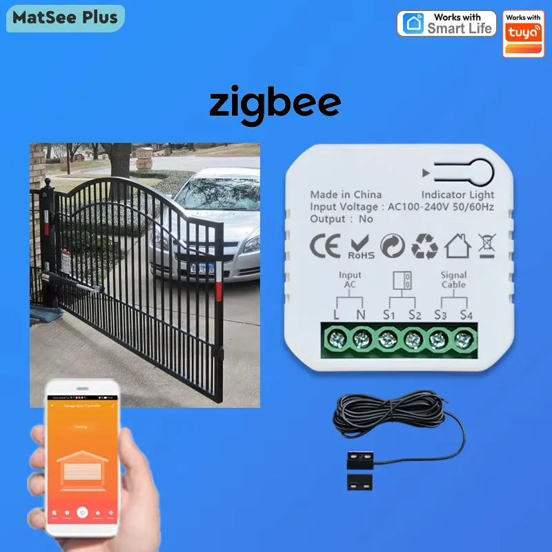 ZigBee Motorized Swing Gate Sliding Gate Controller Dry Contact App Remote Control 110V 240V Work with Tuya Alexa Google Home