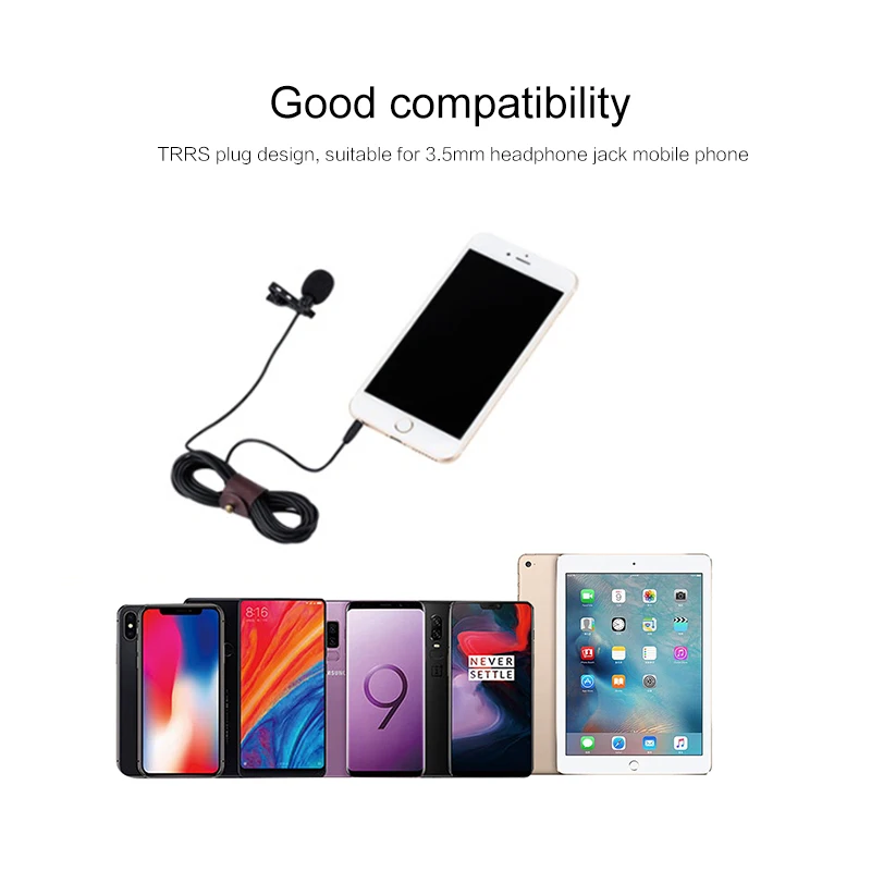 Microphone Mini Jack 3.5mm Portable 1.45m Lavalier Professional Noise Reduction For Smart Phone Laptop Pc Stereo Mic For