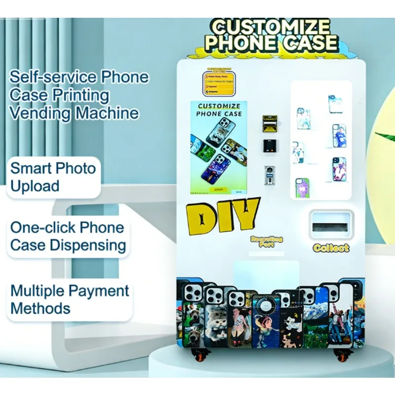 FOB Customized Smart Diy Fully Automatic Uv Printing Phone Case Self Service Vending Machine With Touch Screen For Shopping Mall