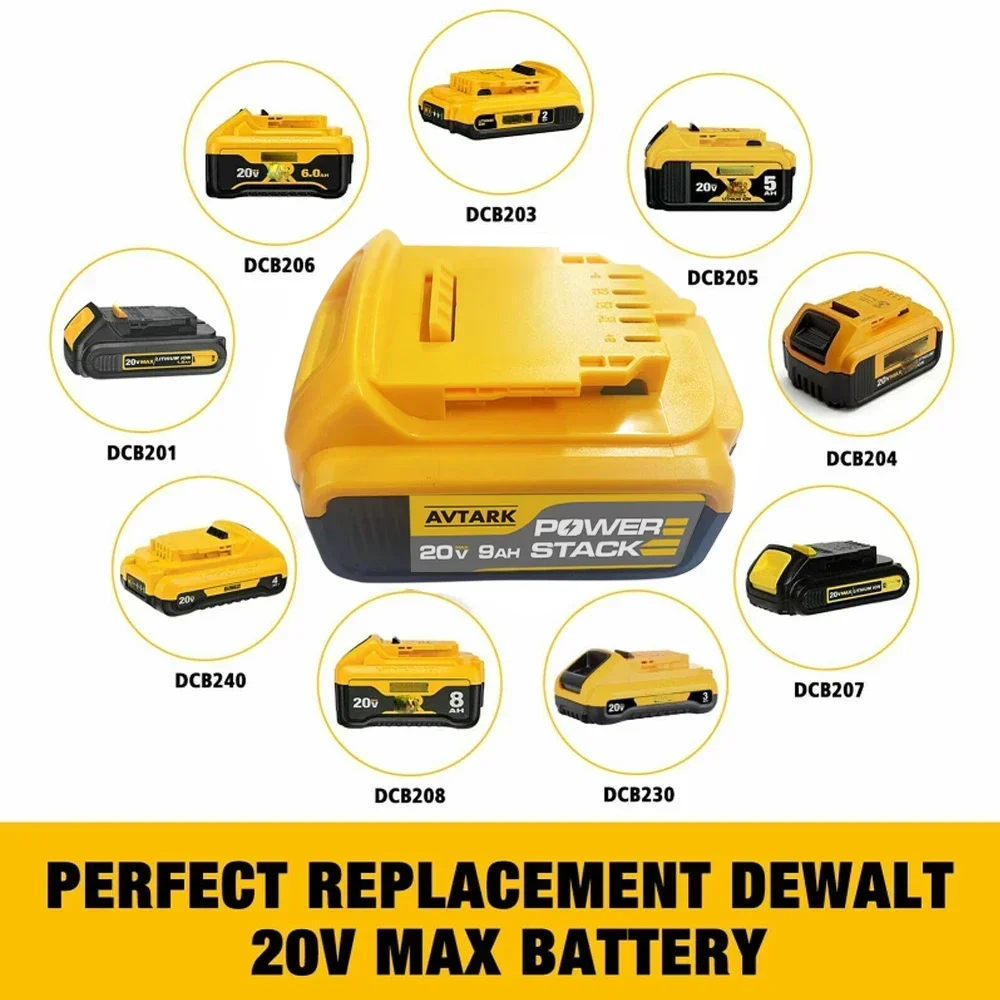 NEW18V 12Ah rechargeable electric tool Lithium batteries 20V 18Volt 18v 12AhDCB20520V Battery Compatible with dewalt power Tools