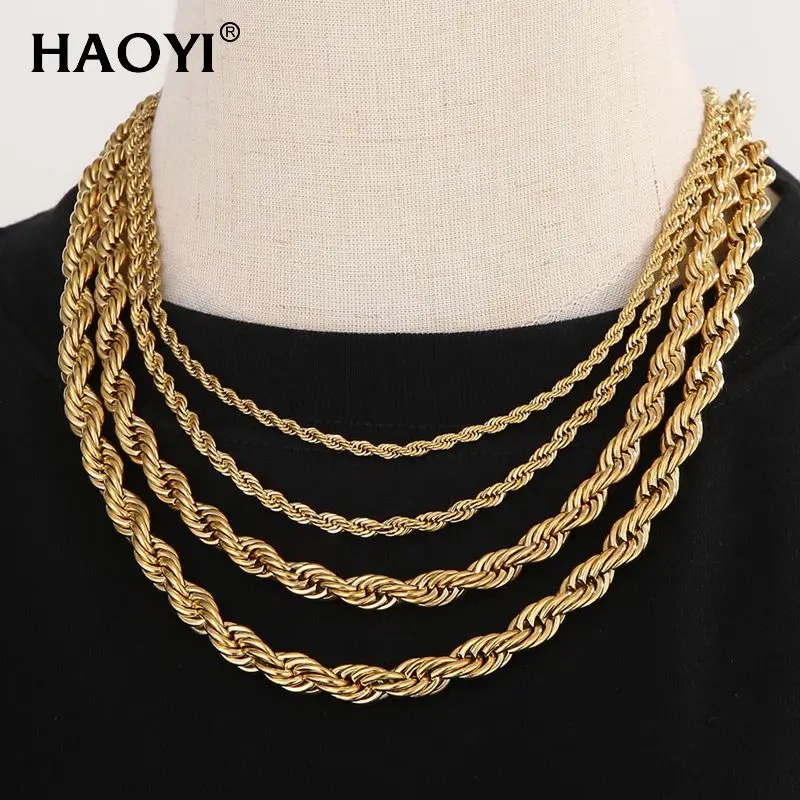 2-8mm Twisted Singapore Chain Necklace Stainless Steel Never Fade Waterproof Choker Men Women Jewelry Silver Color Chains Gift